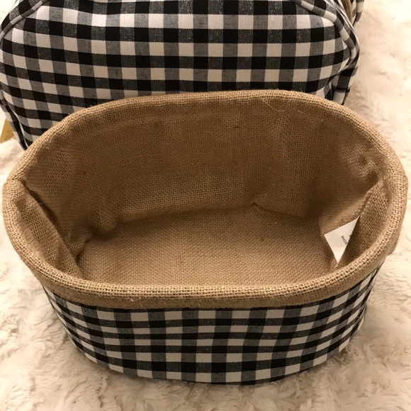 Fall Black and white Gingham burlap soft baskets - Picture 2 of 10